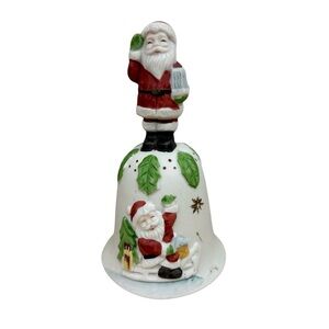 Vintage Santa Claus Christmas Bell - Porcelain 6" Tall (see description)